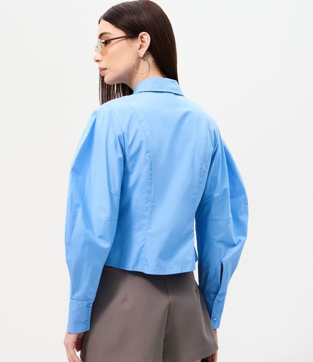 Camisa en Tricolina con Gravata y Mangas Abullonadas 7