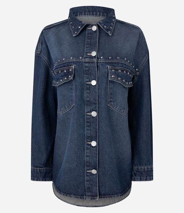 Camisa Jeans Overshirt con Tachuelas 6