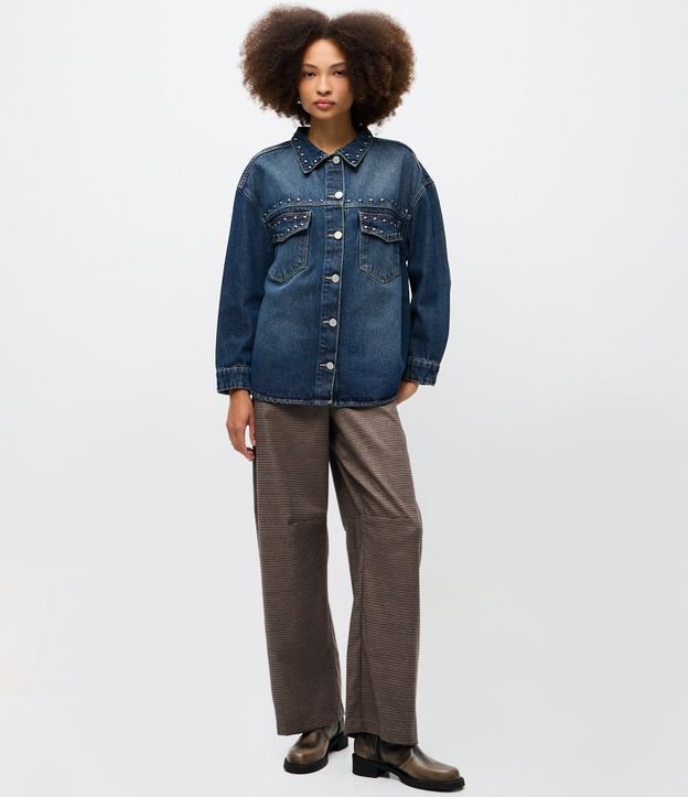 Camisa Jeans Overshirt con Tachuelas 2