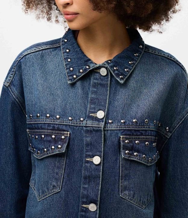 Camisa Jeans Overshirt con Tachuelas 3