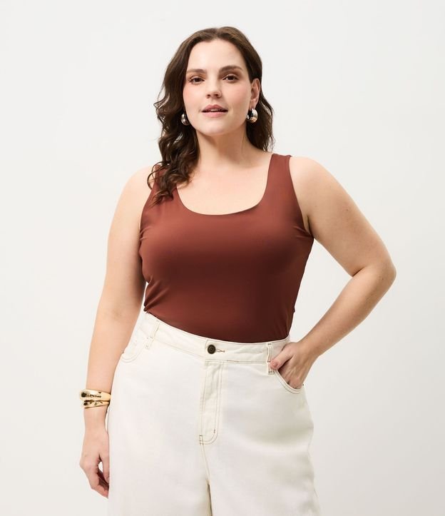 Blusa Musculosa en Poliamida con Breteles Anchos Curve & Plus Size