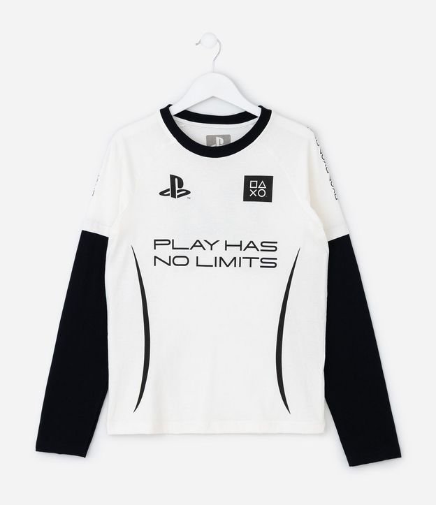 Remera Infantil Playstation con Manga Sobrepuesta – Talle 5 a 14 años