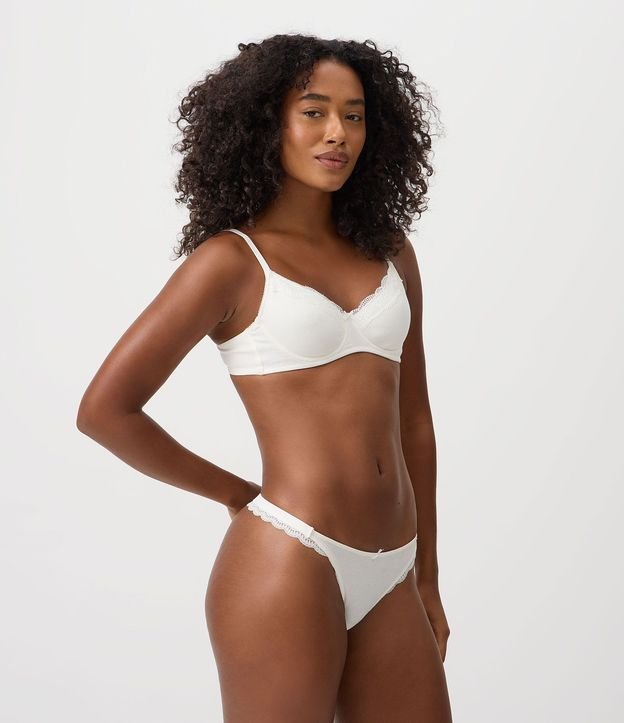 Bombacha Bikini en Algodón Texturizado con Encaje 2