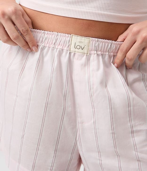 Short de Pijama en Tricolina con Estampado Rayado 3
