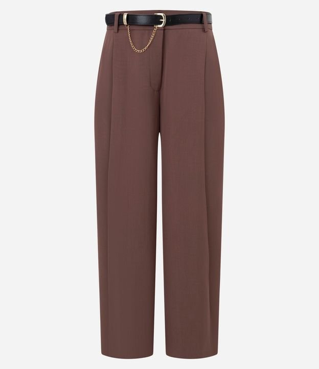Pantalón Wide Leg Sastrería con Cinturón y Detalle de Cadena 6
