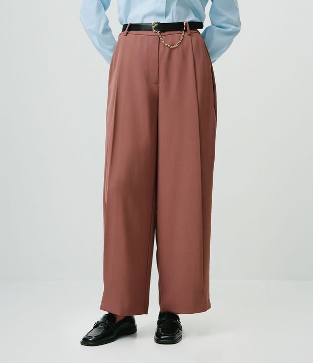 Pantalón Wide Leg Sastrería con Cinturón y Detalle de Cadena 3