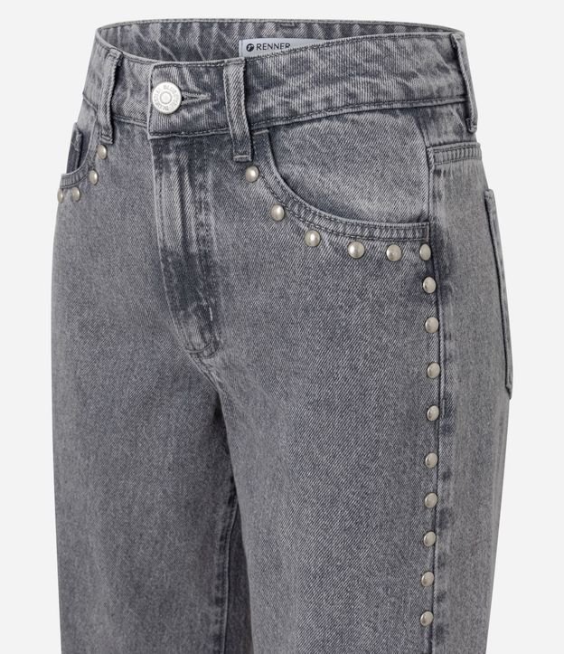 Pantalón Wide en Jeans con Cintura Baja y Tachuelas Aplicado 6