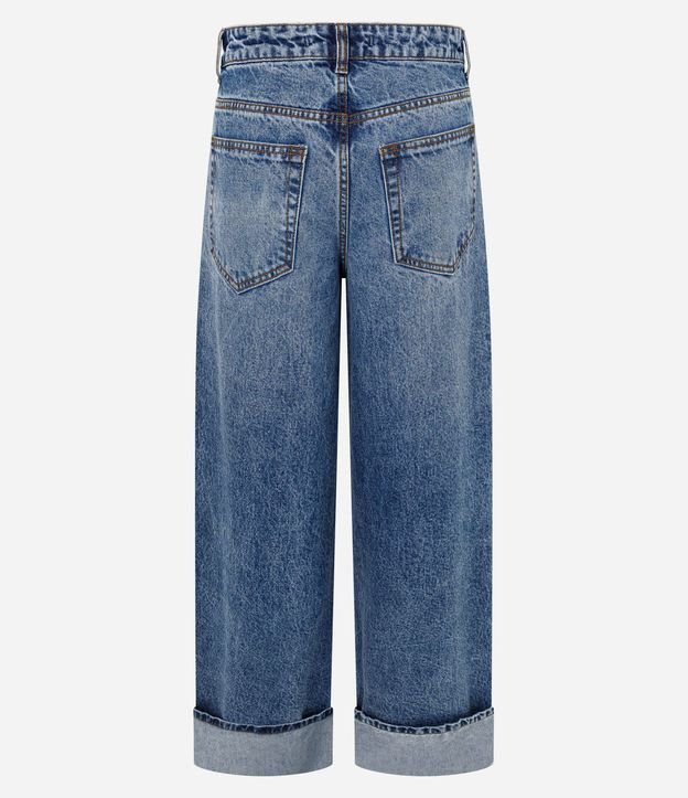 Pantalón Wide Leg Jeans con Cintura Baja y Ruedo Plegado 6