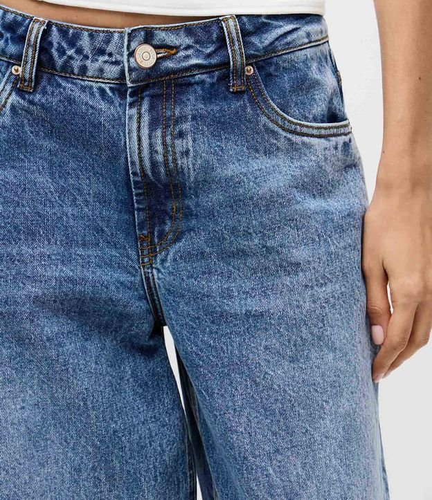 Pantalón Wide Leg Jeans con Cintura Baja y Ruedo Plegado 4