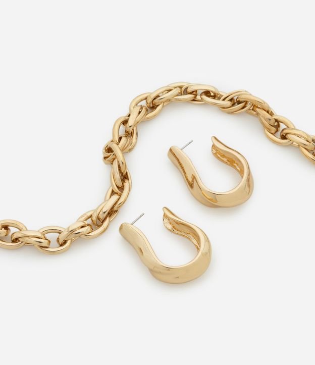 Conjunto de Collar y Caravana Aro Orgánica en Metal 2