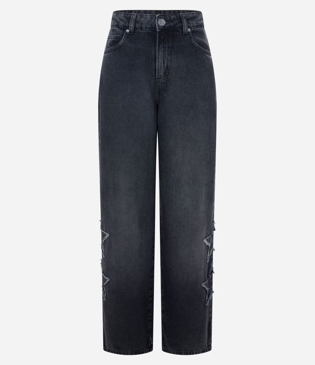 Pantalón Baggy en Jeans con Recortes de Estrellas y Cintura Mediana 7