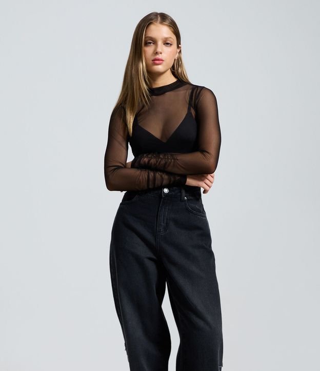 Pantalón Baggy en Jeans con Recortes de Estrellas y Cintura Mediana 4