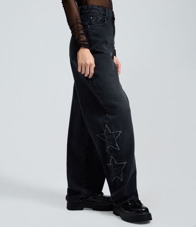 Pantalón Baggy en Jeans con Recortes de Estrellas y Cintura Mediana 5