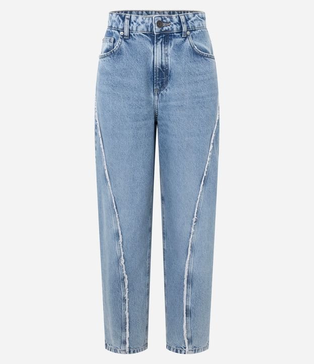 Pantalón Baggy en Jeans con Bordado Deshilachado y Cintura Mediana 5