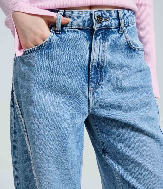 Pantalón Baggy en Jeans con Bordado Deshilachado y Cintura Mediana 3