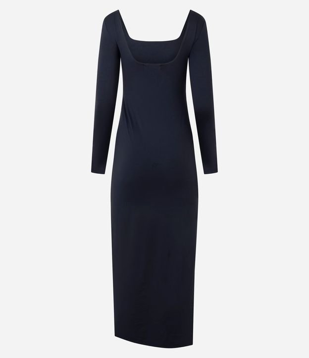 Vestido Midi en Microfibra con Escote Cuadrado y Manga Larga 6