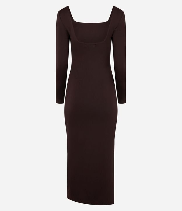 Vestido Midi en Microfibra con Escote Cuadrado y Manga Larga 6