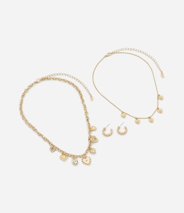 Conjunto Collar Capas con Colgantes de Corazón y Caravanas 2