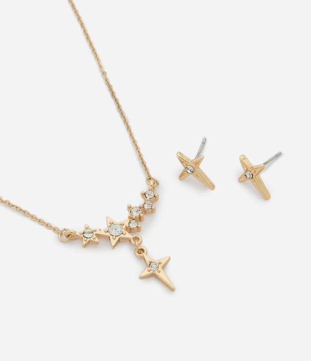 Conjunto de Collar y Caravanas con Aplicación de Strass
