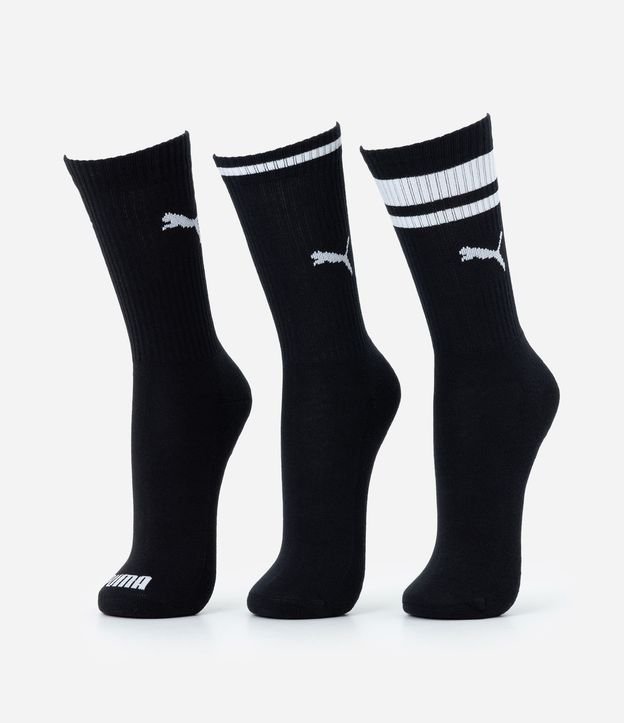 Kit 03 Medias Caña Larga Deportivas en Algodón Puma