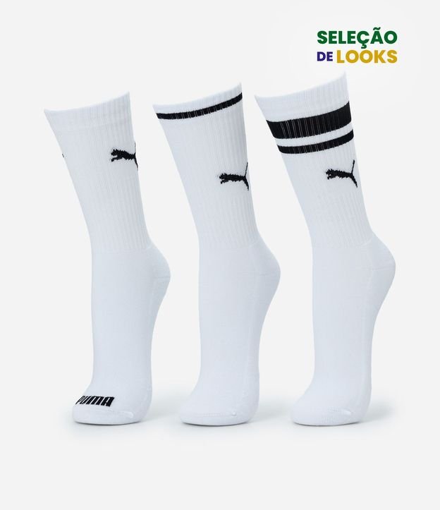 Kit 03 Medias Caña Larga Deportivas en Algodón Puma 1
