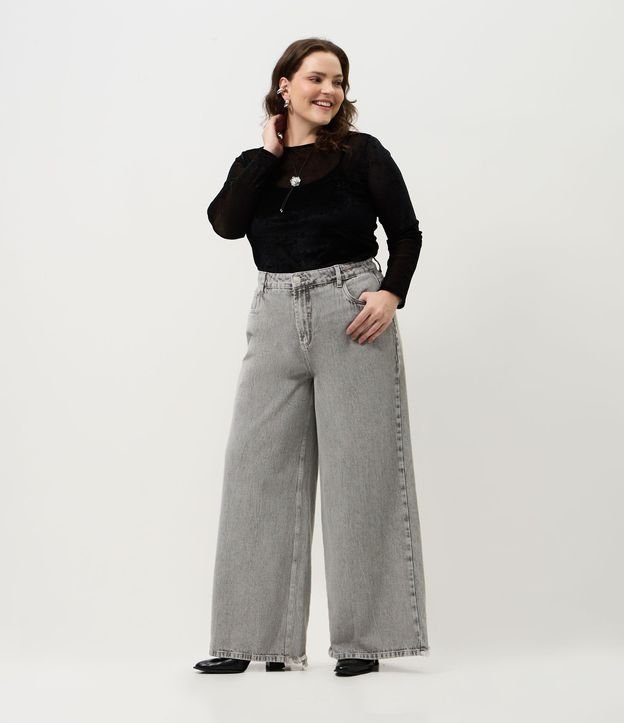 Blusa Tule Velvet Manga Larga Curve & Plus Size 2