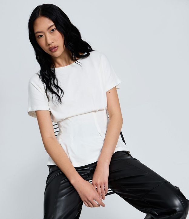 Blusa Peplum en Cotton con Pliegues