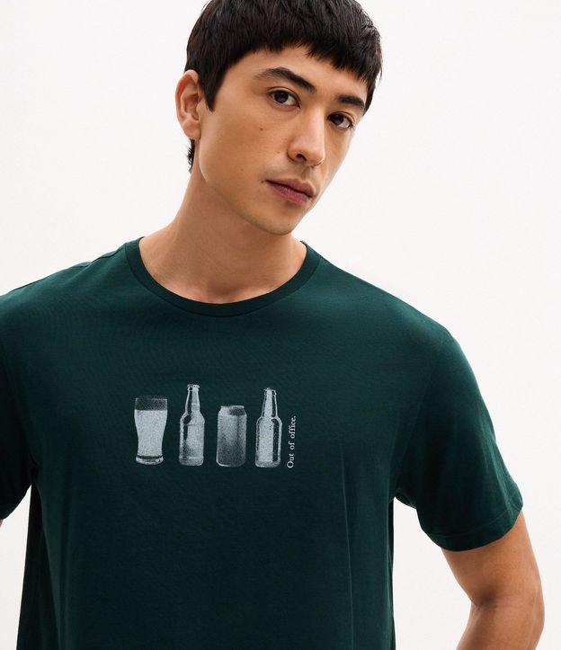 Remera Manga Corta en Algodón con Estampa de Cerveza 3