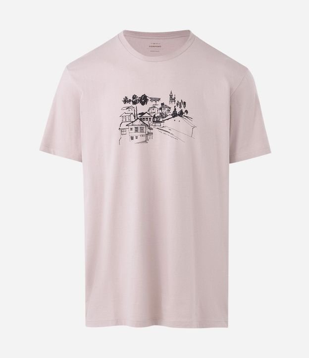 Remera Manga Corta en Algodón con Estampa de Pueblo 4