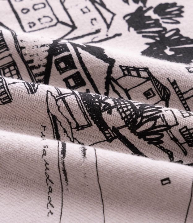 Remera Manga Corta en Algodón con Estampa de Pueblo 6