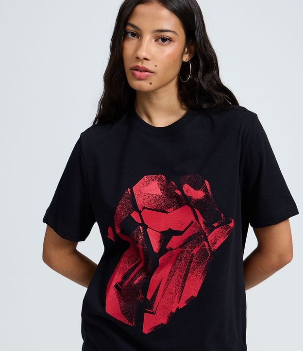 Remera en Algodón con Estampa de Rolling Stones