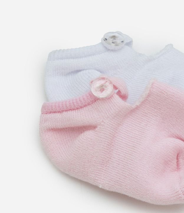 Kit 02 Medias Bebé Caña Corta con Detalle Zapatito – Talle 0 a 12 Meses 3