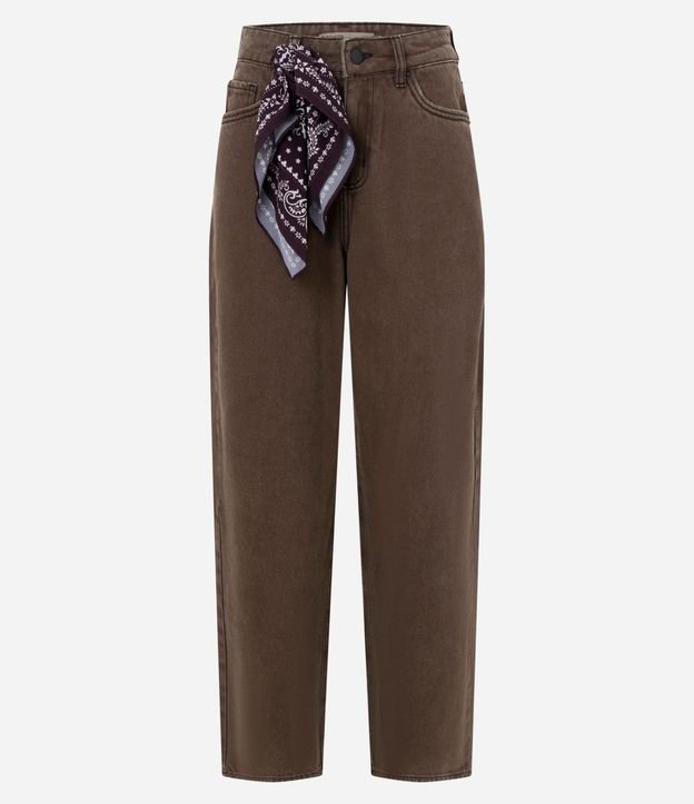 Pantalón Baggy en Jeans con Cintura Mediana y Pañuelo Decorativo 5