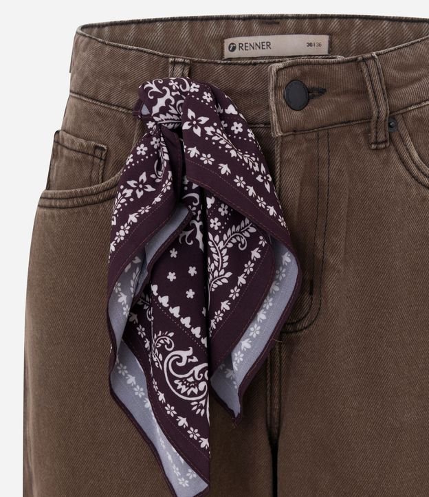 Pantalón Baggy en Jeans con Cintura Mediana y Pañuelo Decorativo 6