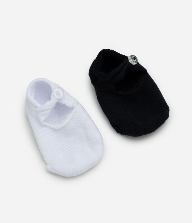 Kit 02 Medias Bebé Caña Corta con Detalle Zapatito – Talle 0 a 12 Meses