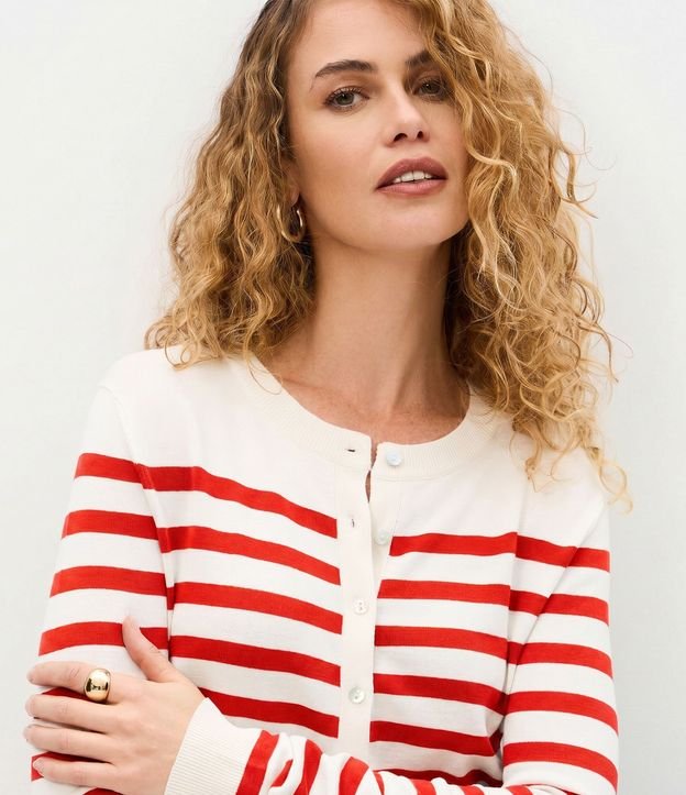 Cardigan en Punto con Estampado Rayado 3