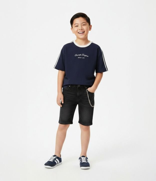 Remera Regular con Lettering en Bordado Infantil - Talle 5 a 14 años