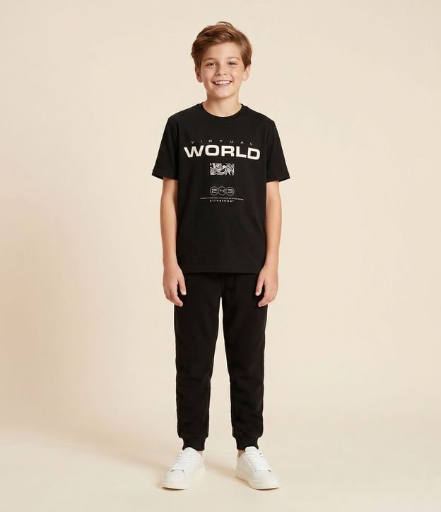 Remera Relaxed Infantil en Algodón con Estampado Lettering – Talle 5 a 14 años