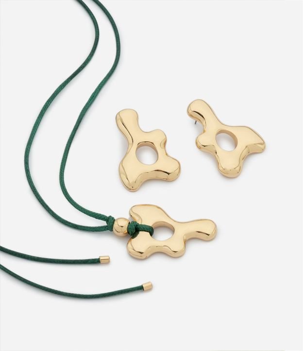 Conjunto de Collar y Caravanas con Colgante Orgânico