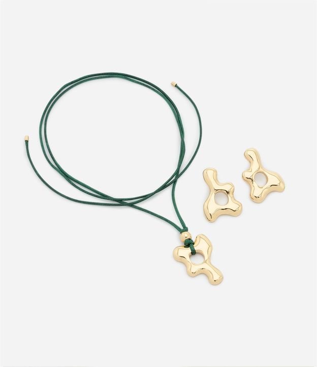 Conjunto de Collar y Caravanas con Colgante Orgânico 2