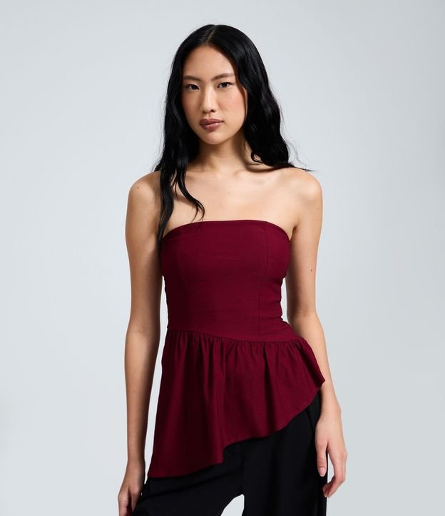 Blusa Peplum en Bengalina con Bajo Asimétrico