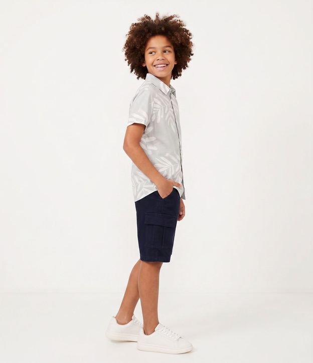 Bermuda Infantil en Sarga Liso con Bolsillos Cargo - Talle 5 a 14 años 2