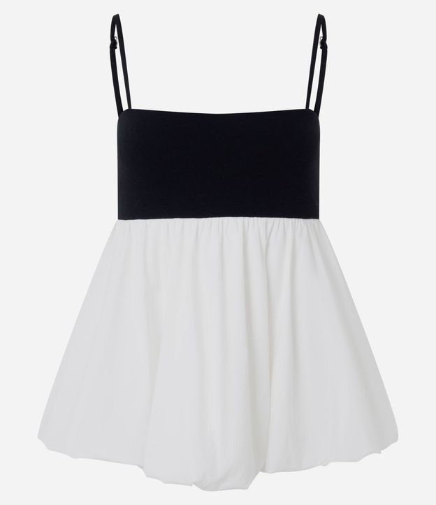 Blusa Bicolor en Algodón con Efecto Baloné 5