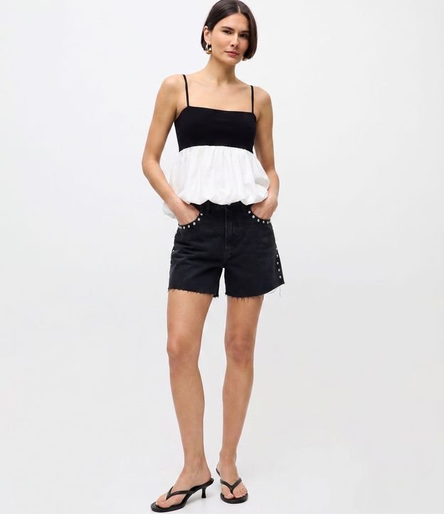Blusa Bicolor en Algodón con Efecto Baloné 2