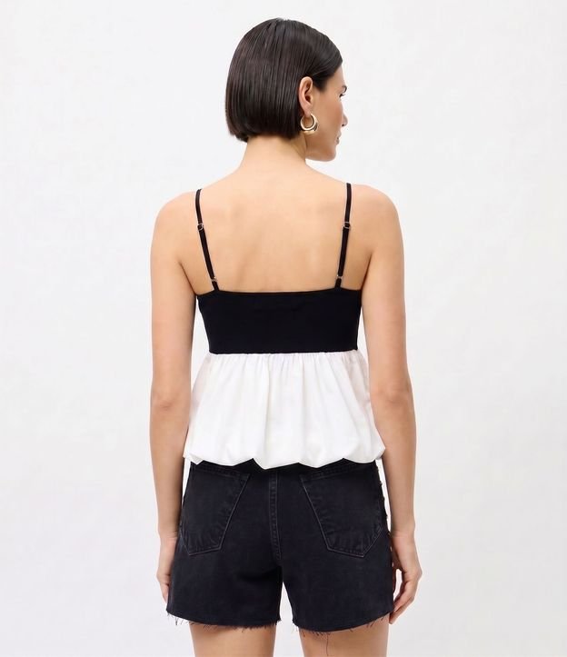 Blusa Bicolor en Algodón con Efecto Baloné 3