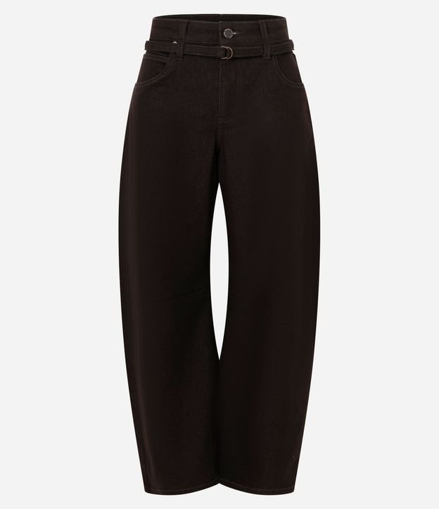 Pantalón Barrel Cintura Mediana en Sarga con Cinturón 5