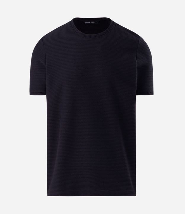 Remera Texturizada con Algodón y Cuello Redondo 5