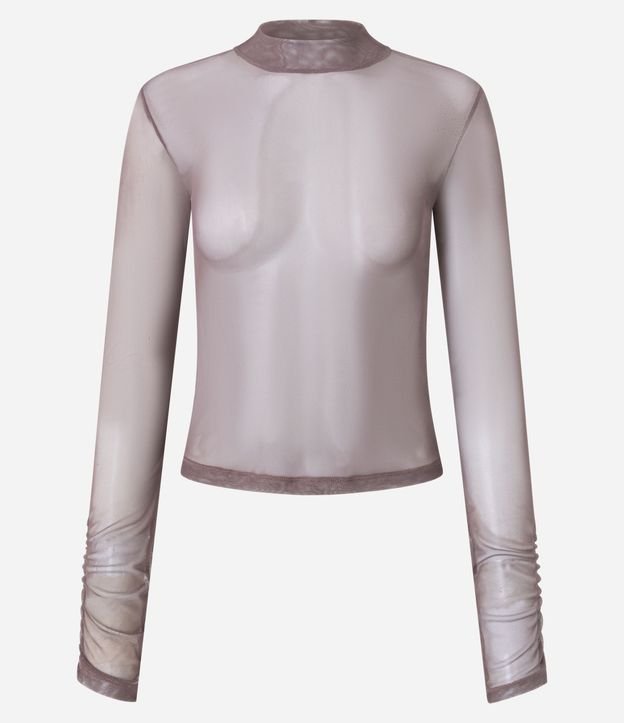Blusa en Tule con Cuello Alto y Fruncidos 5