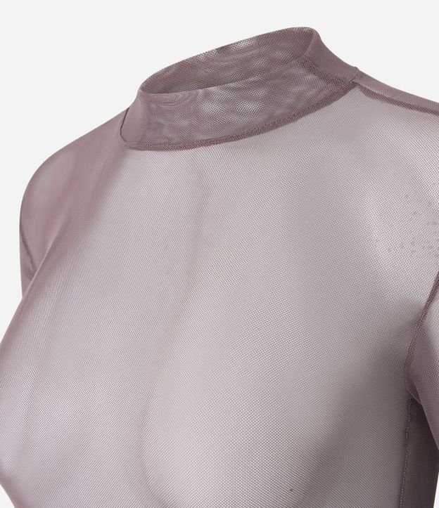 Blusa en Tule con Cuello Alto y Fruncidos 6