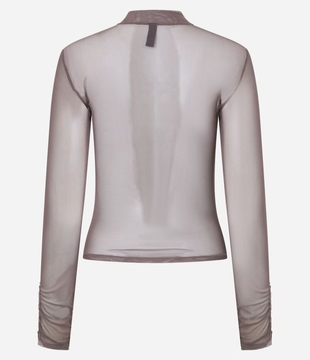 Blusa en Tule con Cuello Alto y Fruncidos 7